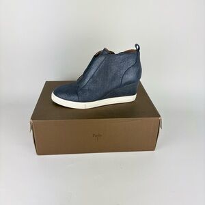 Linea Paola Felicia Slip-On Suede Shimmer Blue Wedge Sneakers